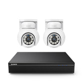 10 Channel 4K PoE Security Camera System with 2 Cameras, 8MP Outdoor Pan-Tilt IP Cameras, AI Detection, Smart Tracking, Color Night Vision, H.265+, Two-Way Audio